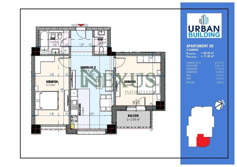 Apartament cu 3 camere în Nord