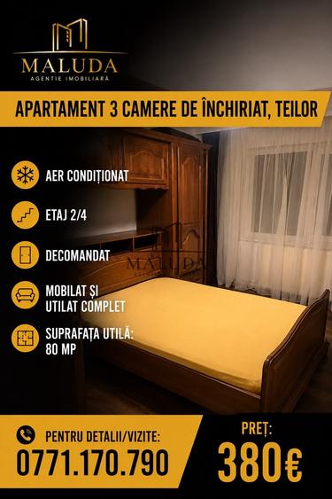 Apartament 3 camere de inchiriat, Teilor - 1
