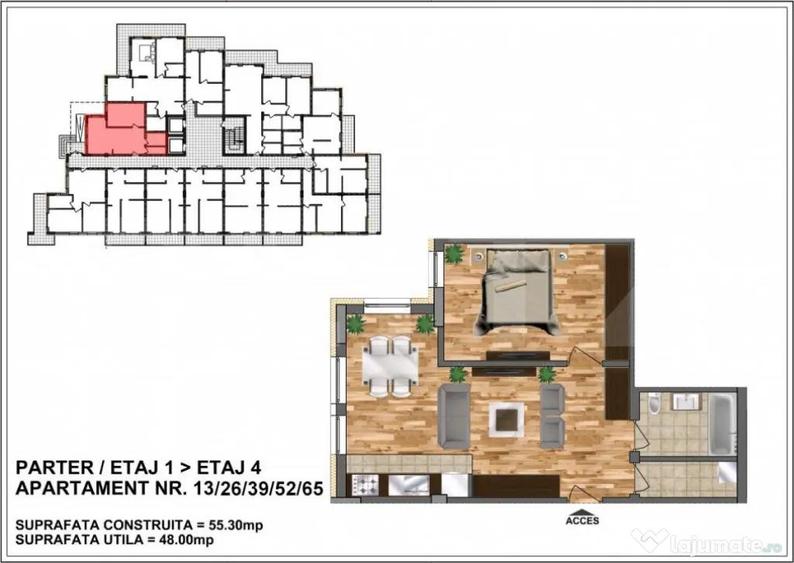 Apartament de vanzare, bloc nou, zona Aurel Vlaicu 48,60 mp - 2