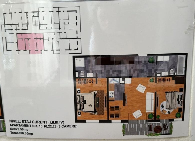 Apartament cu 3 camere decomandat în Centura