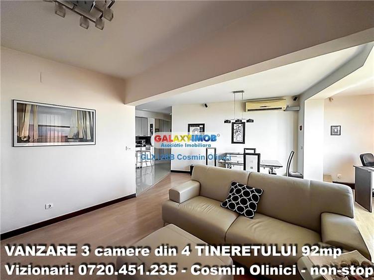 Apartament cu 3 camere semidecomandat, mobilat în Tineretului