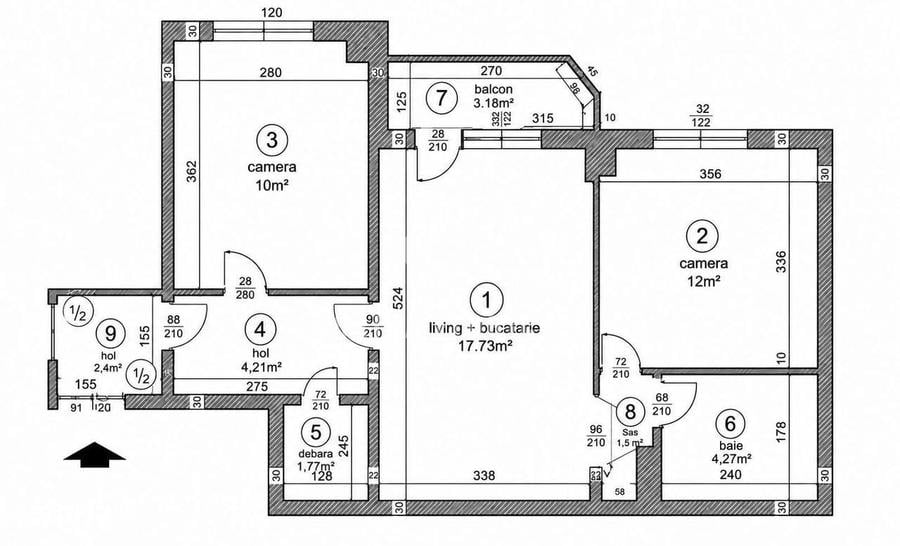 Apartament cu 3 camere semidecomandat, mobilat în Dorobanți
