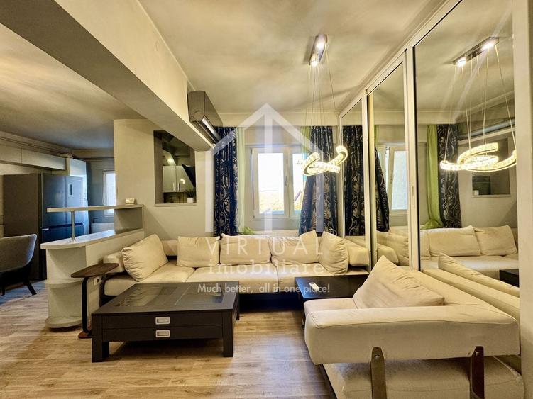 Apartament cu 3 camere semidecomandat, mobilat în Central
