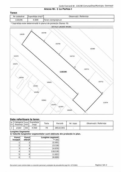 Teren Construcții intravilan de 4000 mp, în Domnești
