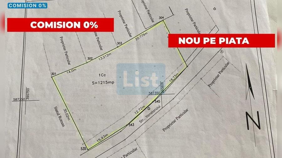 Teren Construcții intravilan de 1215 mp, în Grigorescu