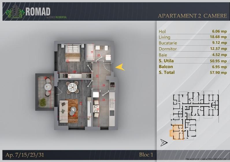 Apartament cu 2 camere în Theodor Pallady