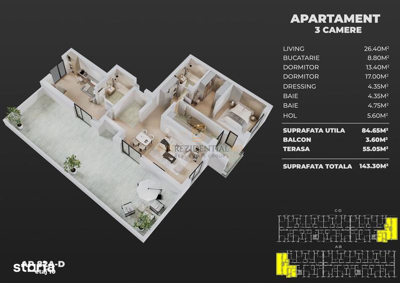 Apartament cu 3 camere, decomandat, terasa 55 mp, Metrou Berceni - 11
