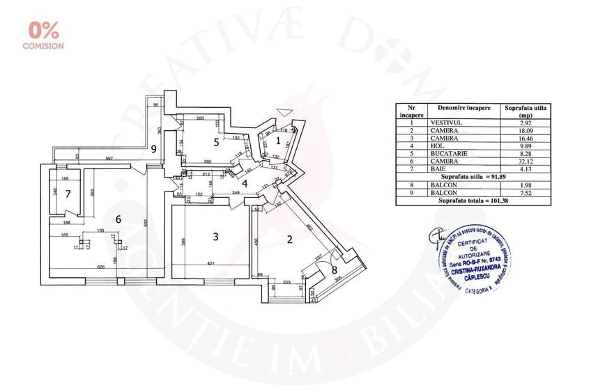 Apartament cu 3 camere semidecomandat în Parcul Carol