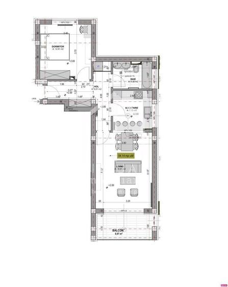 Ap. la CHEIE 2 camere, 52.06 mp utili, balcon 18.46 mp|zona Cristian - 3