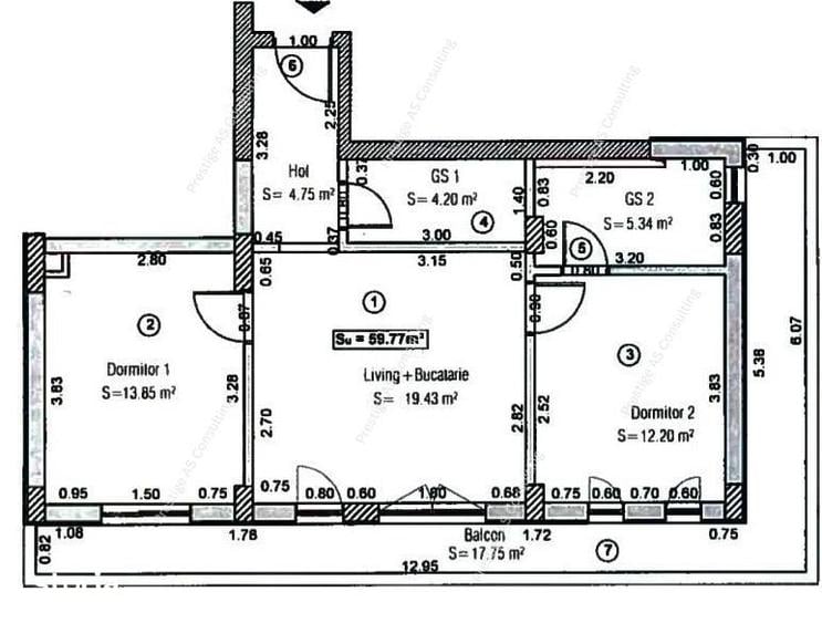 Apartament cu 3 camere în Aradului