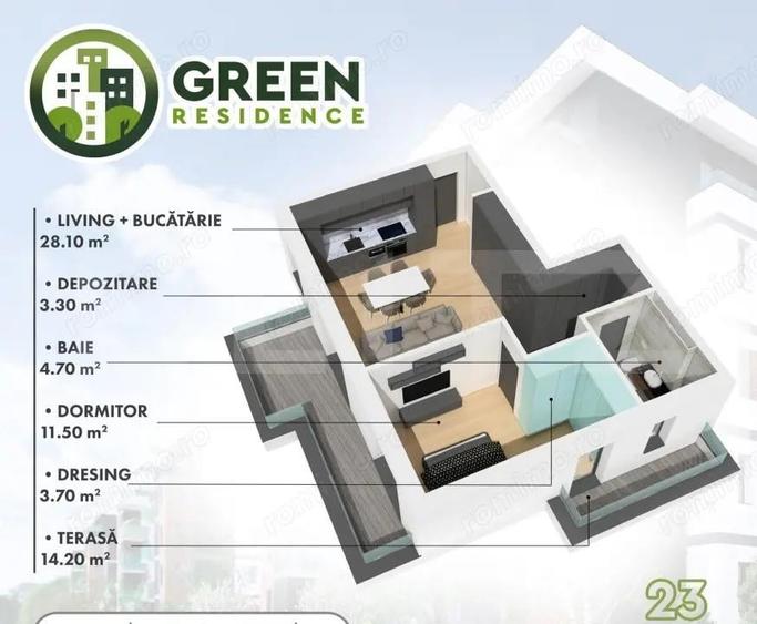 Penthouse 2 camere | 54 mp | Green Residence - 4