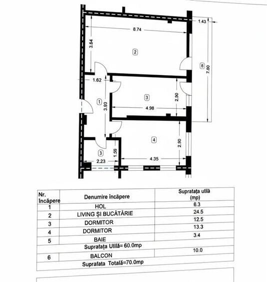 Apartament 3 camere de vanzare , bloc nou 2023 parter inalt, balcon 10 mp | - 13