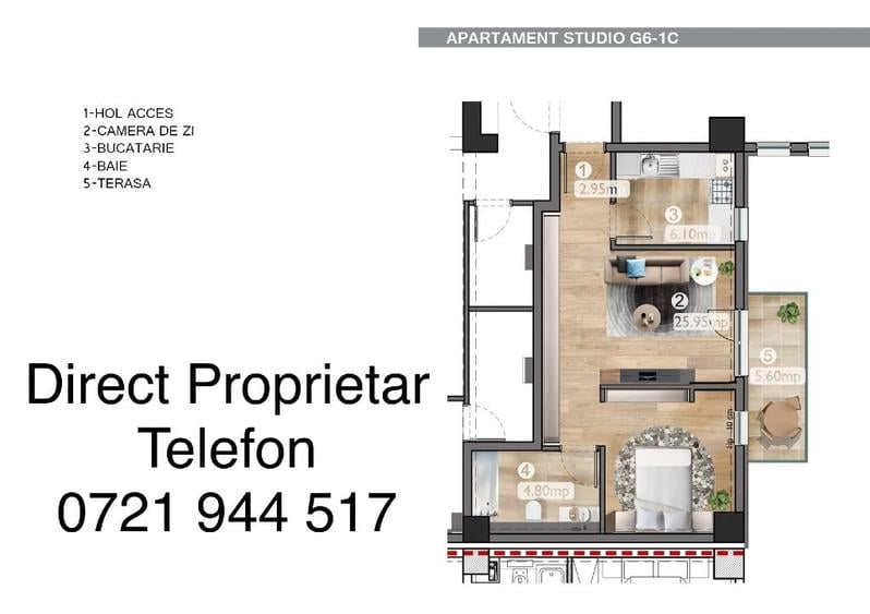 Apartament cu 2 camere decomandat, mobilat în Aviației