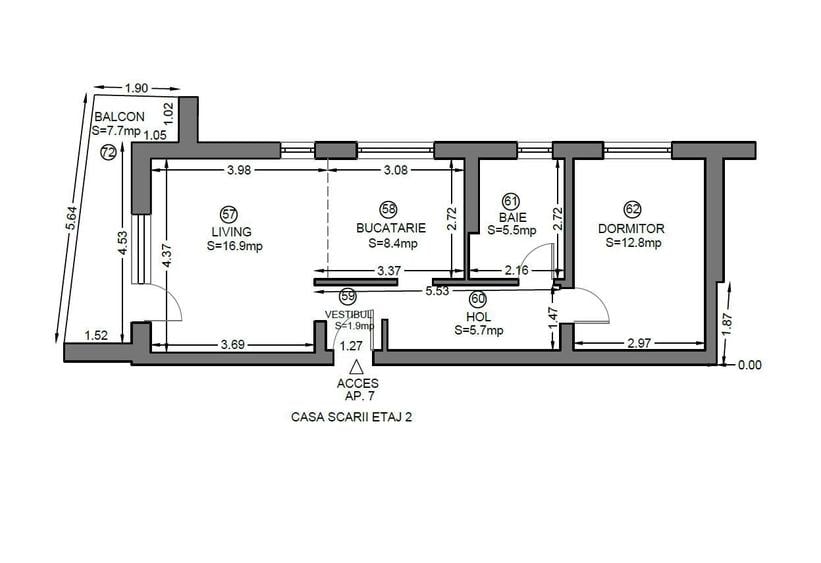 Apartament cu 2 camere în Dumbrăvița