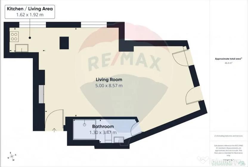 Apartament cu 2 camere semidecomandat în Calea Victoriei