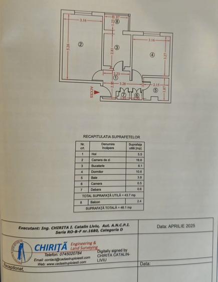Apartament 2 camere, conf 1 decomandat, et. 3/4 - 8