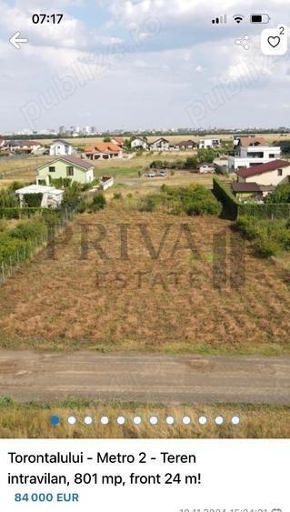Teren intravilan, 801 mp, fs 24 ml, Torontal Metro 2 - 1
