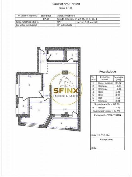 Apartament cu 3 camere în Tei