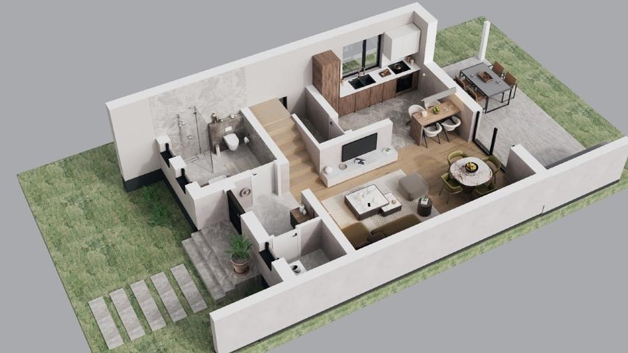 Duplex 1/2 - P+1+M, 160 mpU+terasa, 3 bai, 290 mpT - VANZATOR p. fiz, COMISION 0 - 7