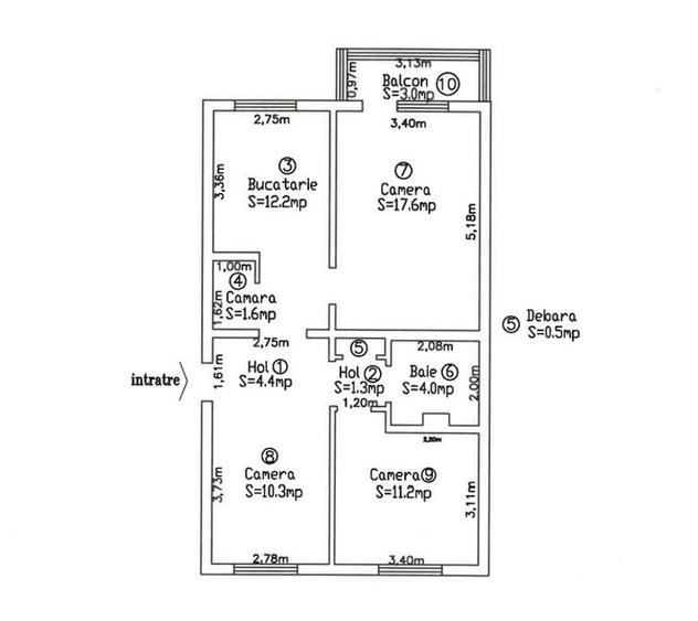 Apartament 3 camere, 63 mp, Craiter, etaj 4/4, vedere pe 2 părți - 9