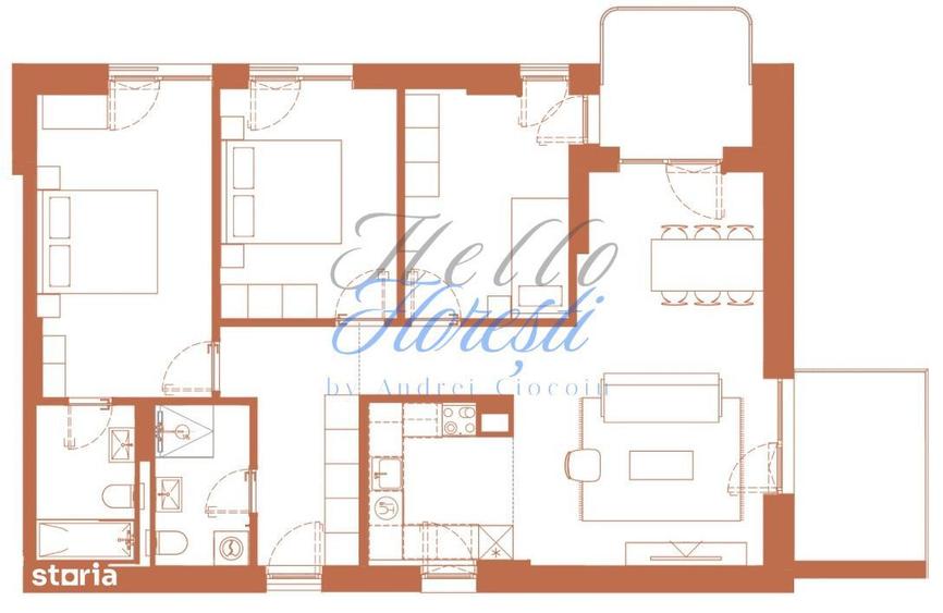 Apartament 4 camere 95.6 mp 2 logii de 6.6 mp si 8.2 mp in Hexagon - 3