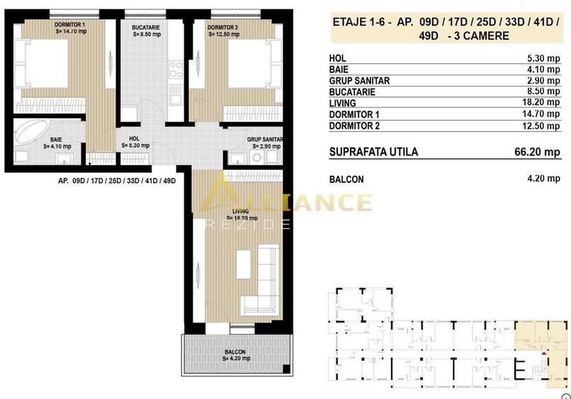 Apartament cu 3 camere decomandat în Berceni