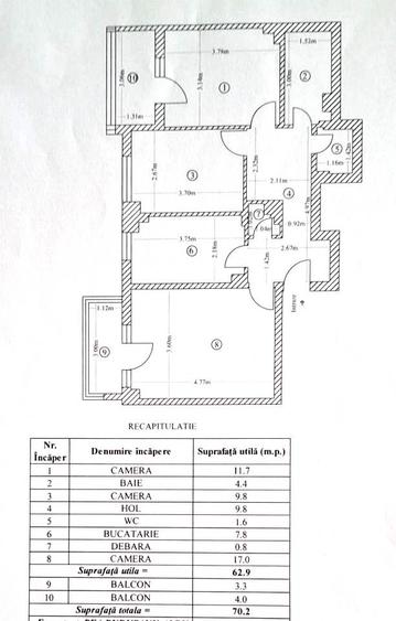 Apartament 3 camere decomandat, centrala termica, 2 bai, etaj 2, Galata - 3
