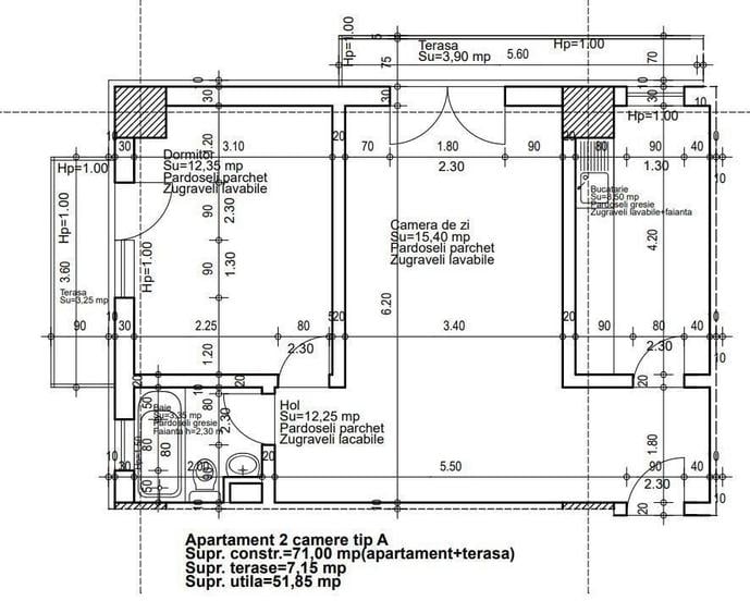 Apartament cu 2 camere în Abator