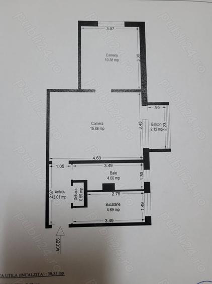 Proprietar vand apartament 2 camere zona . Girocului Judetean - 2