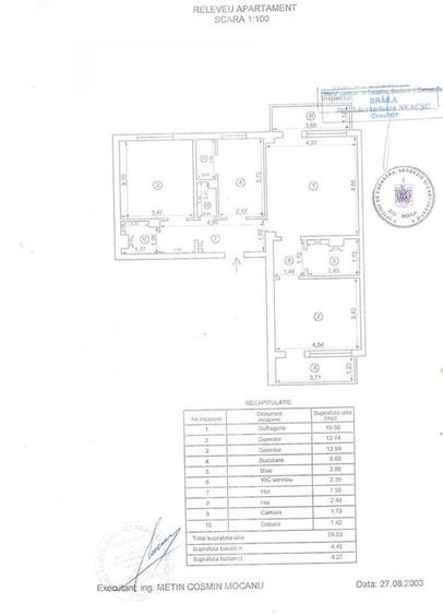 Apartament cu 3 camere decomandat în Buzaului