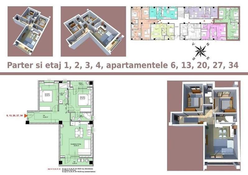 Apartament cu 3 camere decomandat în Central