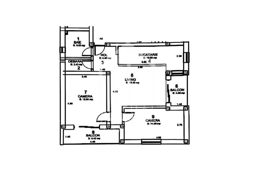 Apartament cu 3 camere, 72mp utili, 2 balcoane, parcare, Selimbar. - 6