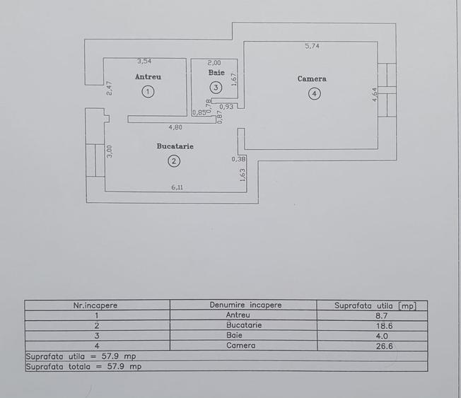 Apartamnet 2 camere in Centrul Orasului - 1
