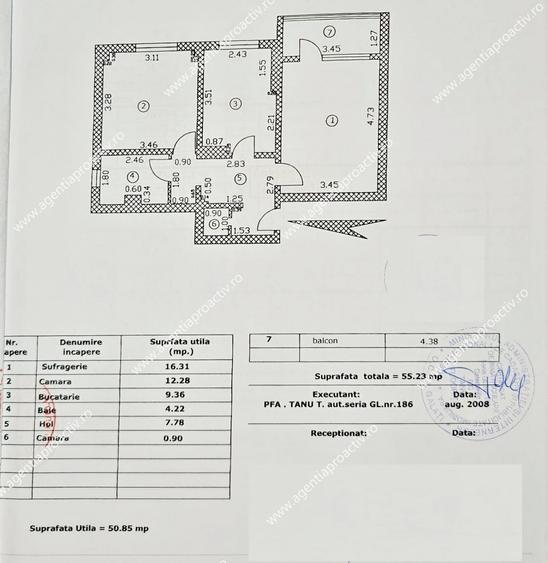 Apartament cu 2 camere in IC Frimu, centrala termica - 7
