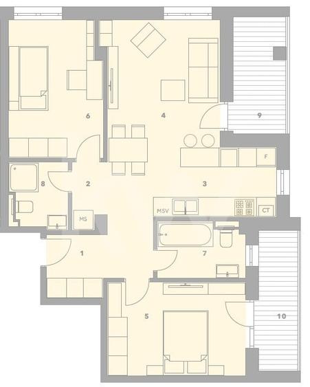 Apartament cu 3 camere în Turnișor