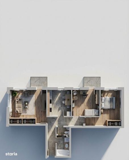 Apartament 3 CAM, SU 79.83MP, 2 BALCOANE, zona IRIS - 1