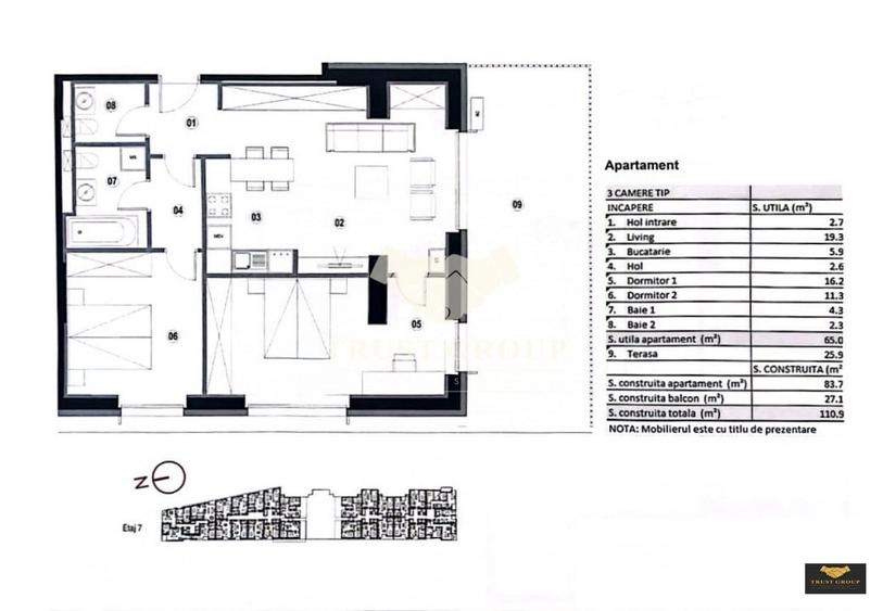Apartament 3 camere | Terasa | Barbu Vacarescu | 2 locuri de parcare - 22
