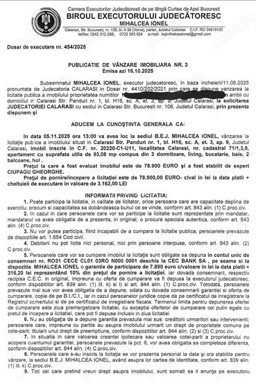 Apartament 4 camere et 3 Licita?ie publica Apartament 4 camere et 3 Licita?ie publica