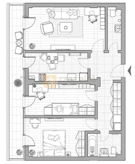 Ultracentral - vedere catre Palat | 3 camere finisat | imobil 2025 - 6