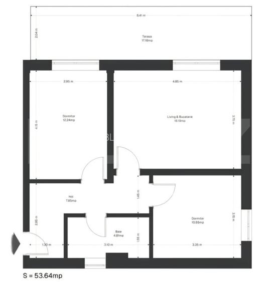 Apartament 3 camere, 53 mp utili+ 17 mp gradina, zona Ghirodei