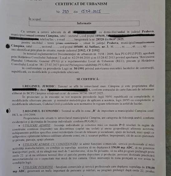 Teren de vanzare in Campina ( Str.Alea Sulfinei nr .3 , prima strada la stanga dupa spital TBC ) .Te - 3