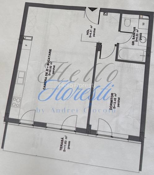 Apartament 2 camere 52.21 mp + terasa de 11.83 mp  in zona Eroilor