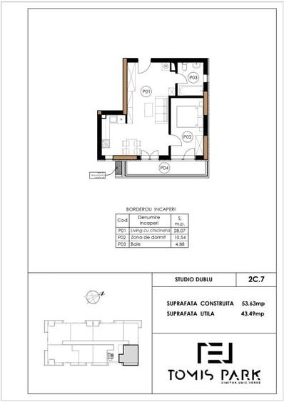 Studio dublu în complexul rezidențial Tomis Park - Faza a II-a - 2