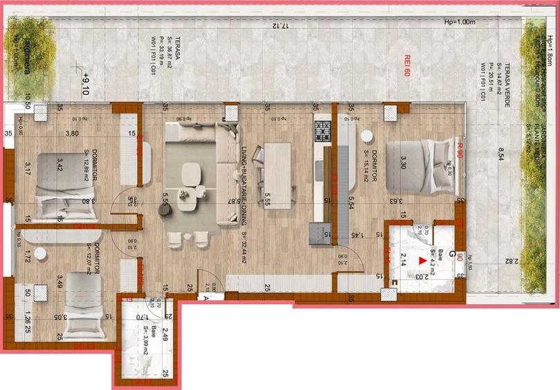 4 CAMERE || SPATIOS || LUMINOS || TERASA 50 MP || DOMENII - 16