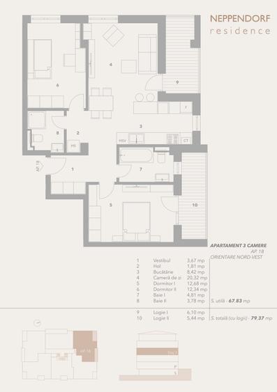 Apartament cu 3 camere semidecomandat în Turnișor