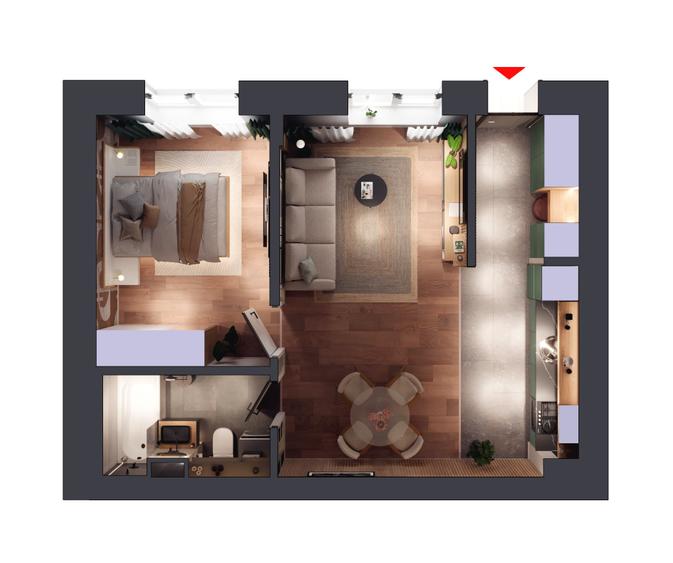 Apartament 2 camere 2E parter | HILS Titanium Ansamblu rezidential nou - 3