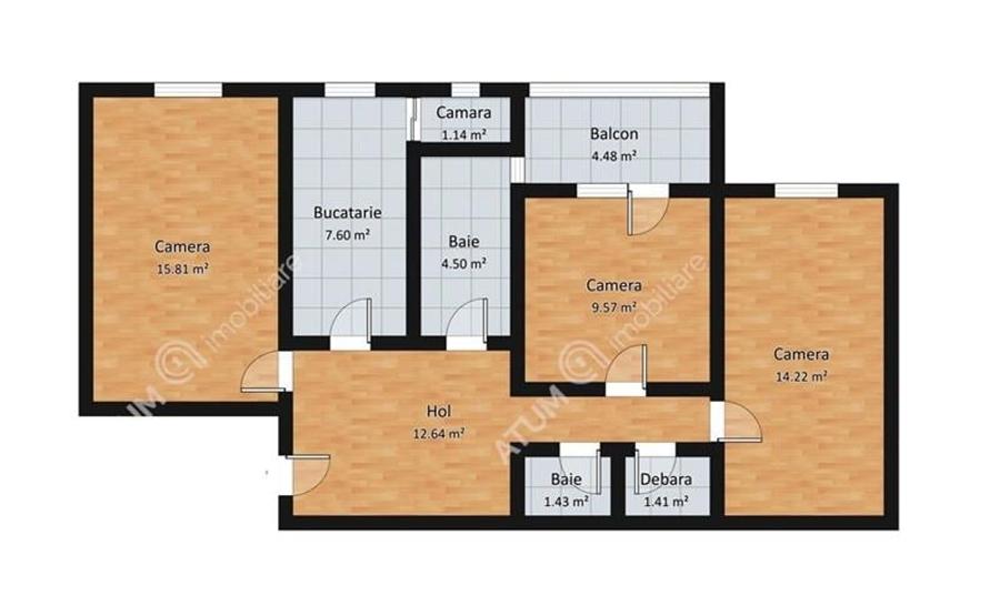 Apartament PET FRIENDLY cu 3 camere decomandate si 2 bai in Sibiu - 11