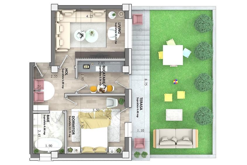 Apartament cu 2 camere decomandat în Lunca Cetățuii