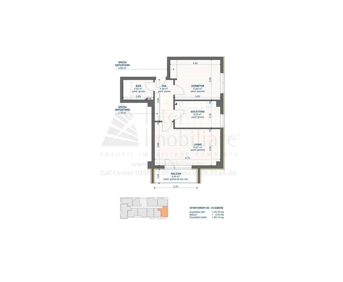 Apartament cu 2 camere decomandat în Cug