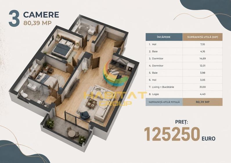Vânzare Apartament 3 camere 80 mp  Metrou Berceni Popești Leordeni - 1